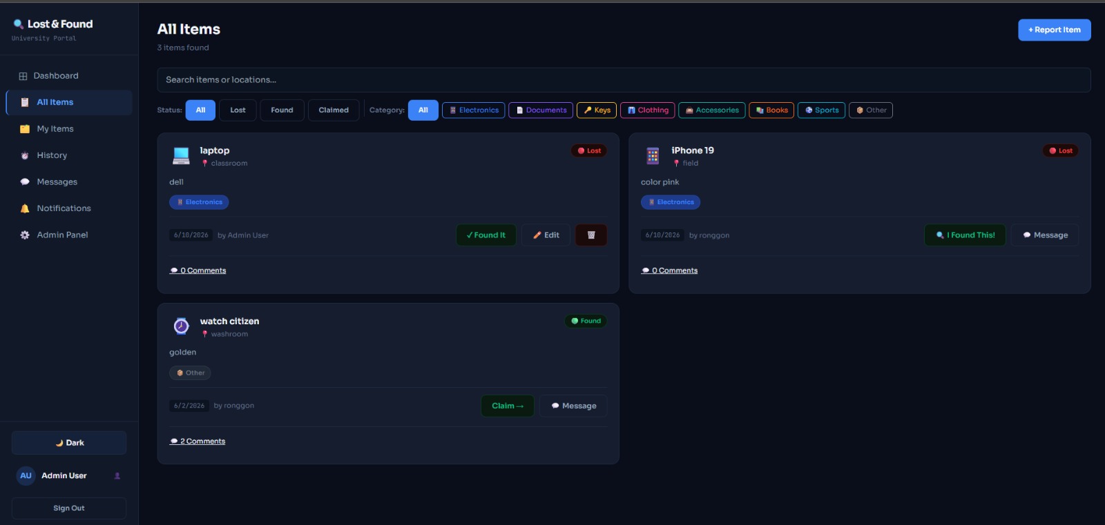 Seekr admin dashboard